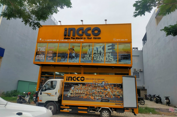 Biển hiệu alu chữ nổi đèn Led Mica, Inox
