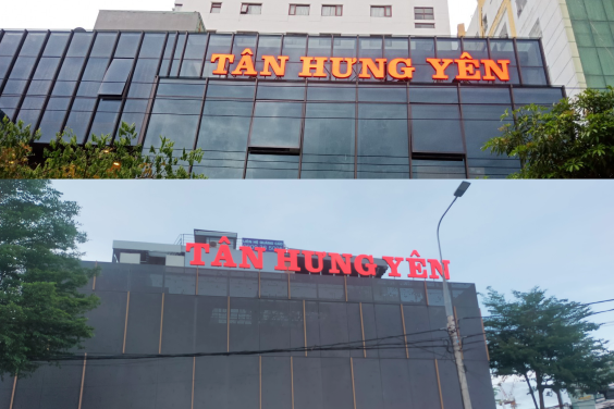 Biển hiệu alu chữ nổi đèn Led Mica, Inox