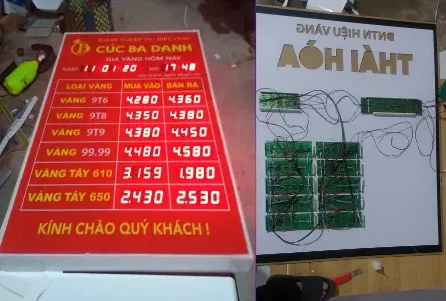 biển giá vàng mica đèn led